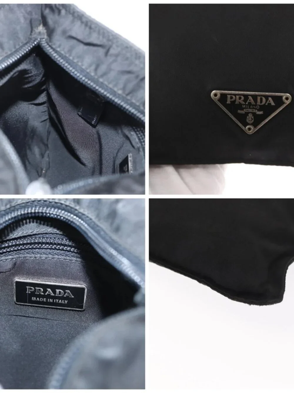 PRADA Shoulder Bag Nylon Black Silver Auth - Picture 13 of 16